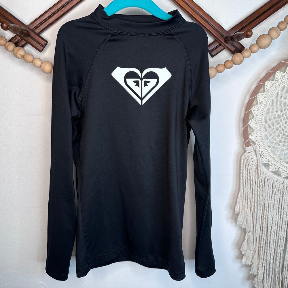 Roxy Black Long Sleeve Surf Rash Guard Top